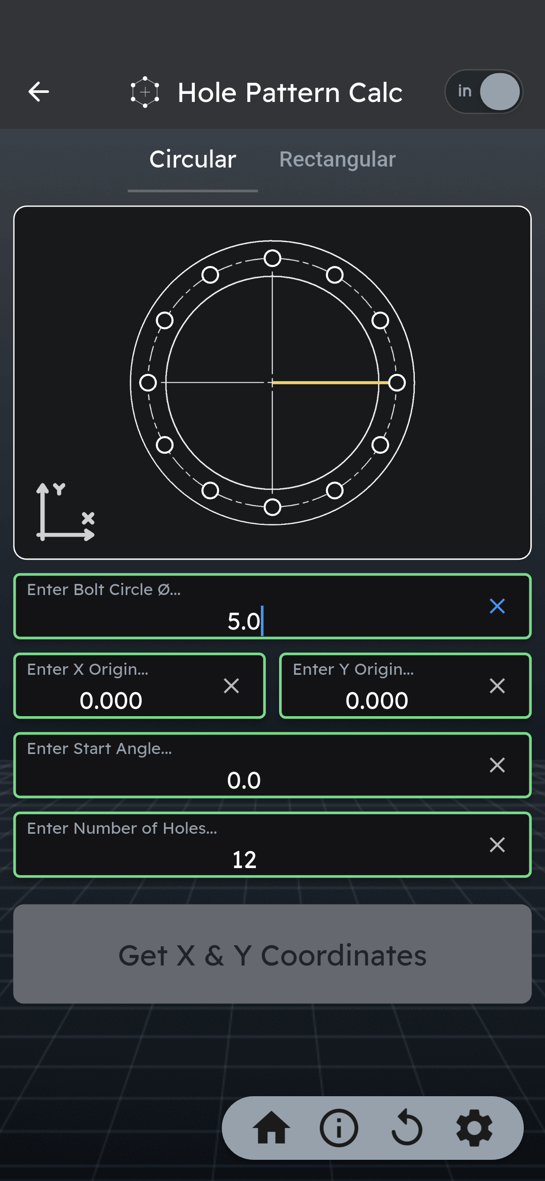 Bolt hole pattern calculator