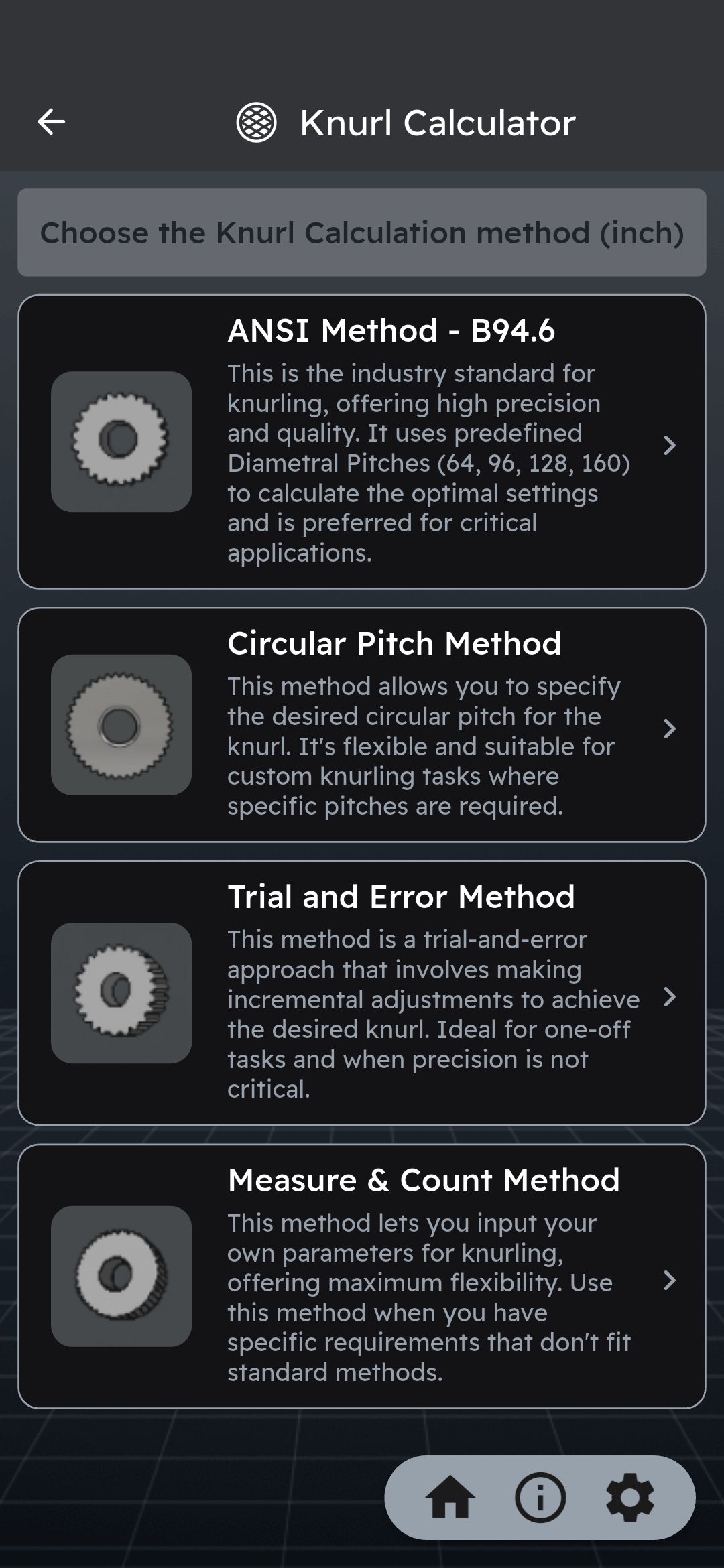 Knurl calculator