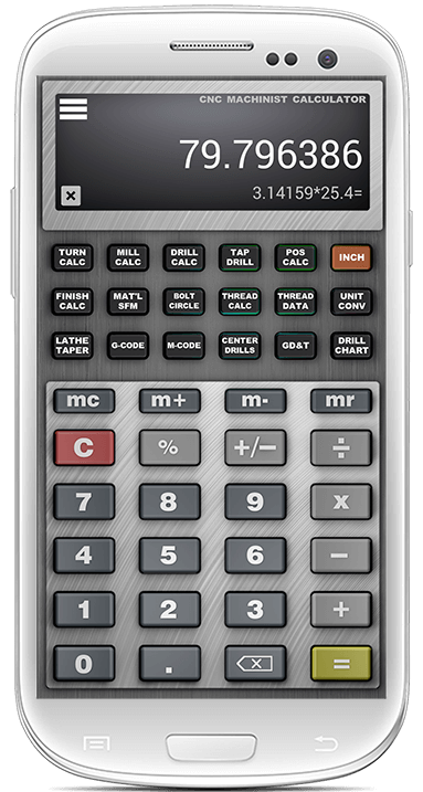 CNC Machinist Calculator Pro main Screen
